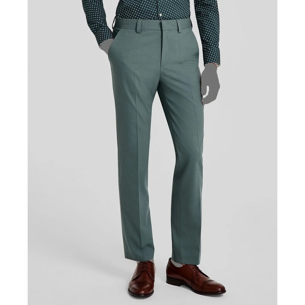 Hugo Boss Men's Green Modern-Fit Wool Blend Suit Separate Pants 34R‎ 31L F02223